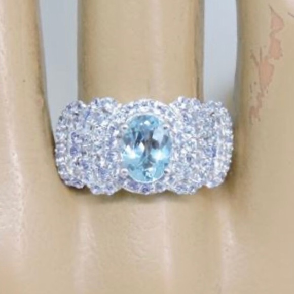 Genuine Blue Topaz & Tanzanite Silver Ring - Picture 5 of 5